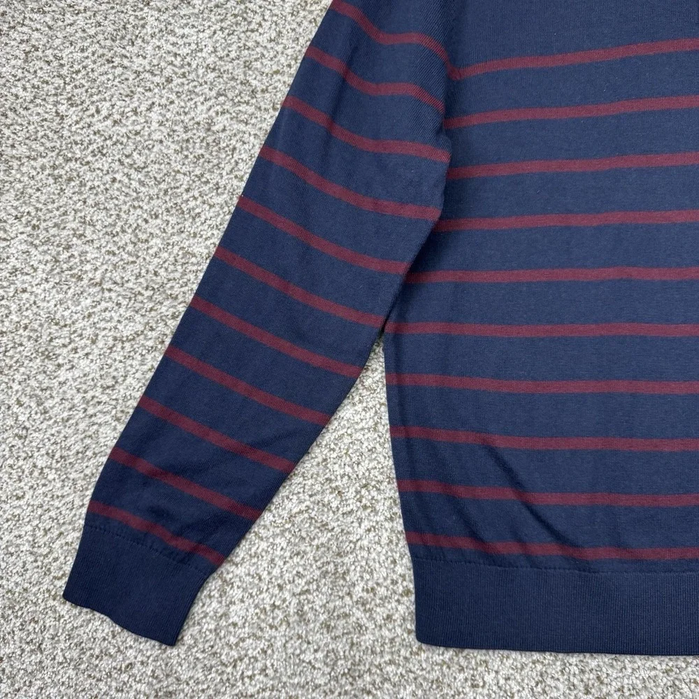 Nautica NavTech Sweater Men's Large Blue Red Stripes Quarter Zip Pullover New - Picture 5 of 13